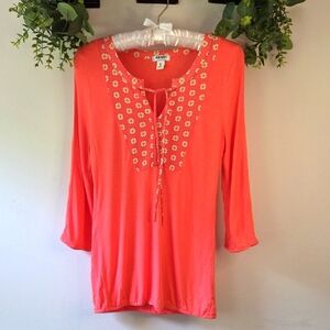Old Navy Coral Tunic with Floral Print Neck